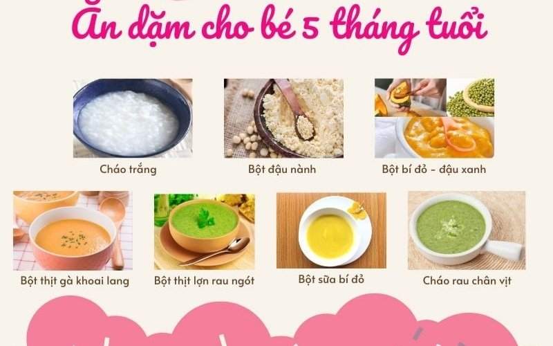 Gợi ý thực đơn ăn dặm chi tiết cho bé 5 tháng